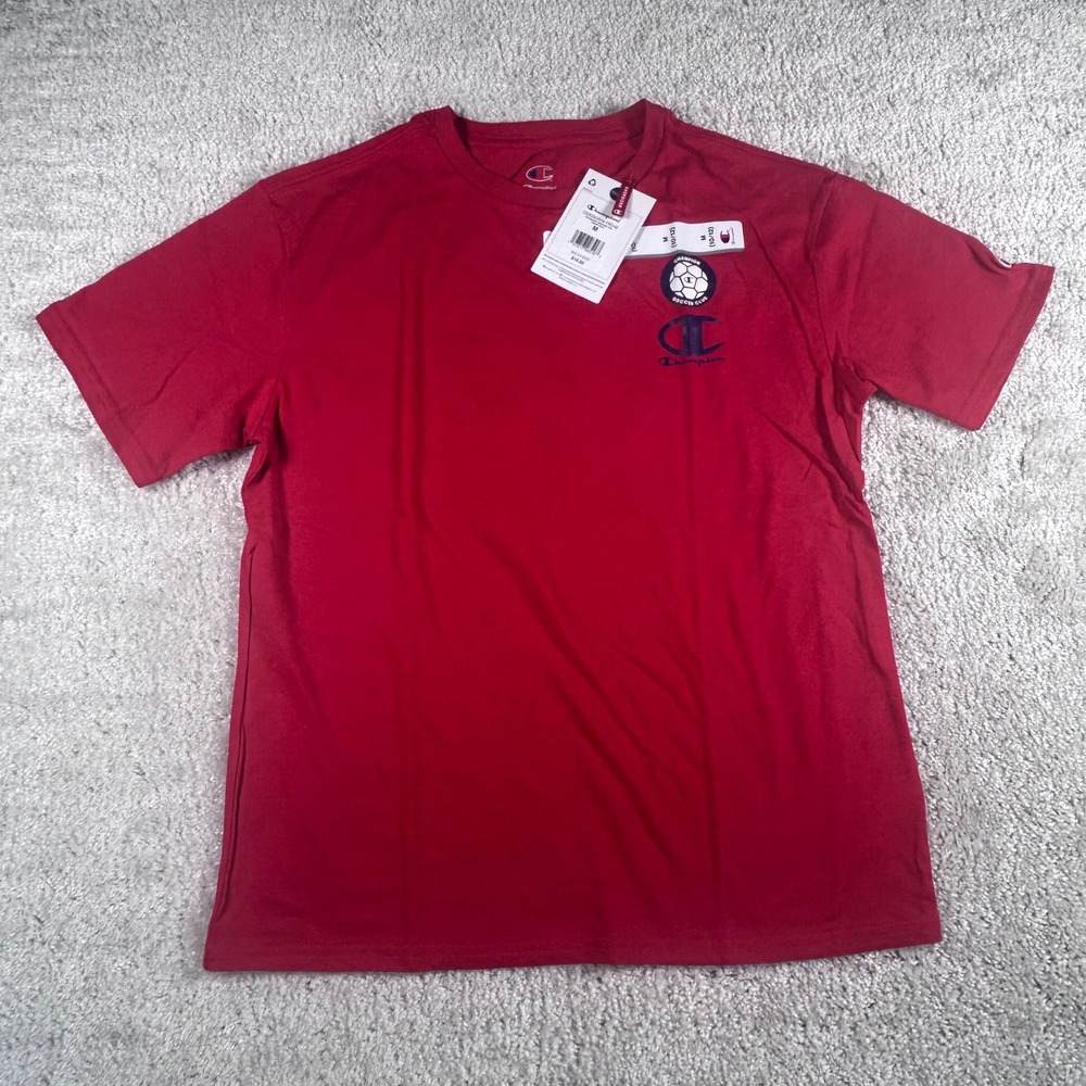 Champion Boys Oversized Graphic Tee Tango Red Soccer Club Shirt M 10-12 NWT
